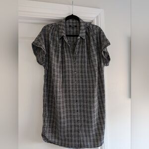 Madewell Plaid Short-Sleeve Button-Down Shirt dress  Black/White